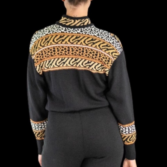 Antonella Preve Sweater Full Zip Animal Print Removable Zipper Pull - Picture 3 of 9